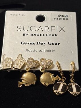 SUGARFIX by BaubleBar Gold Game Day Earrings Set Football Fan Earrings Helmet